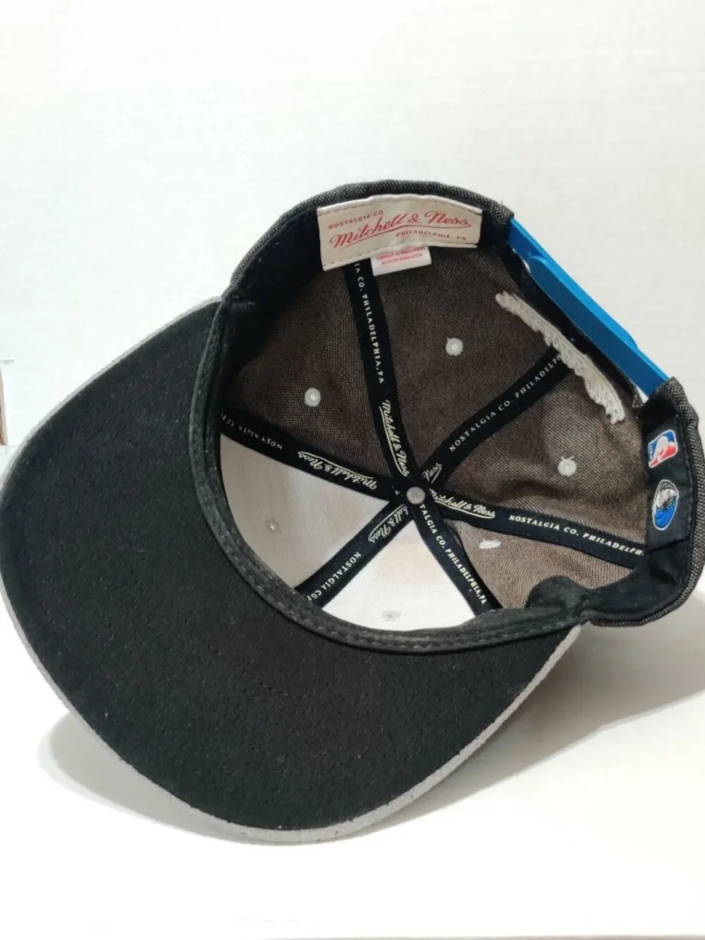 Mitchell & Ness Dallas Mavericks Hat Snapback Gray Black Retro NBA Adjustable